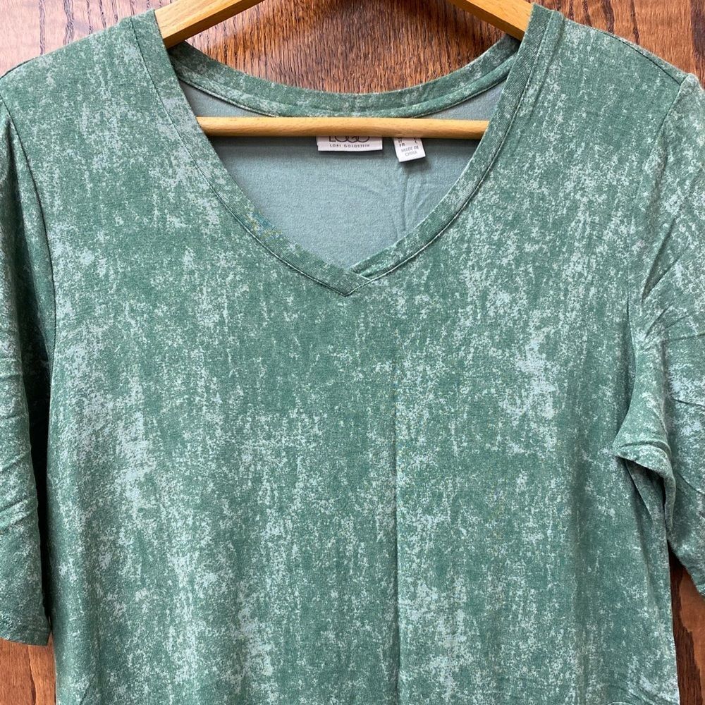 Logo lori‎ Goldstein green tie dye asymmetrical tunic top - Picture 3 of 8
